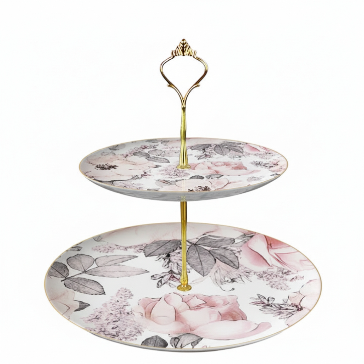 Blush Reverie Two‑Tier Dessert Stand